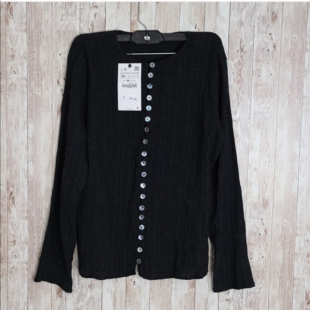 ZARA size M  textured wave blouse - Picture 2 of 9